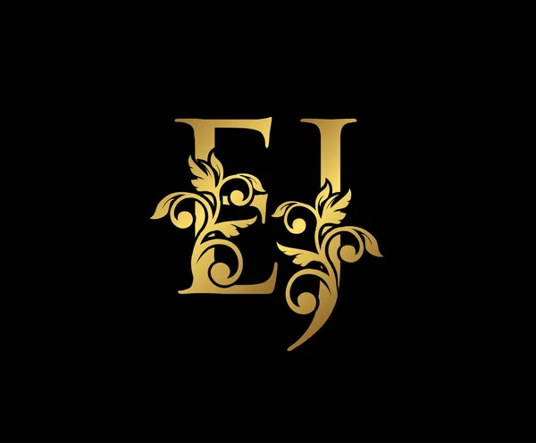Icona Con Logo Lusso Golden Sigle Oro Vintage Mark Design — Vettoriale Stock