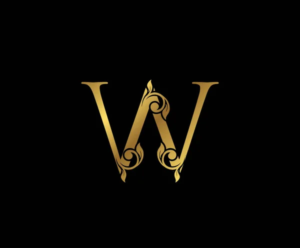 Lettera Floral Gold Logo Emblema Classe Disegnato Progettazione Del Libro — Vettoriale Stock