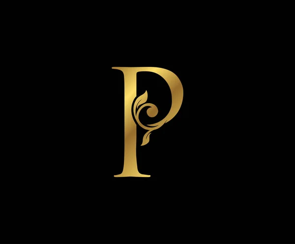 Carta Logotipo Ouro Floral Elegante Emblema Desenhado Para Design Livro —  Vetores de Stock