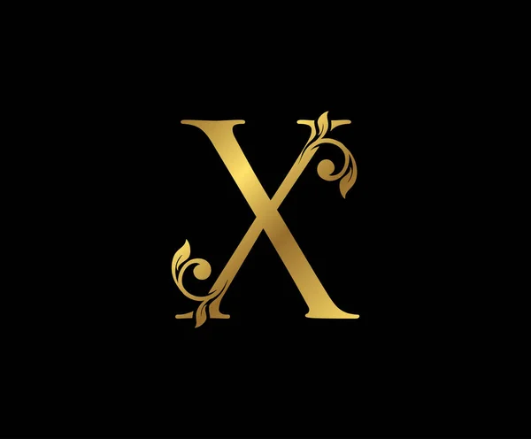 Letter Floral Gold Logo Stilvoll Gezeichnetes Emblem Für Buchgestaltung Jätkarte — Stockvektor