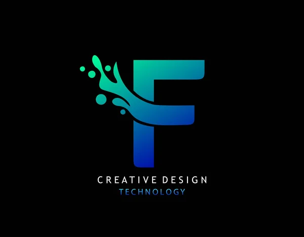 Літера Water Splash Logo Сучасні Техно Алфавітні Піктограми Дизайн Шаблонів — стоковий вектор