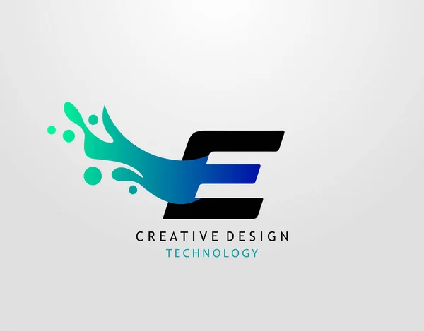 Letra Agua Splash Logo Icono Salpicadura Alfabeto Techno Moderno Diseño — Vector de stock