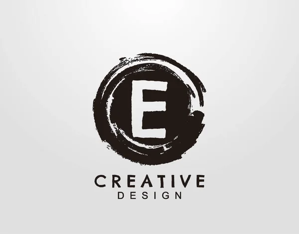 Carta Logo Com Círculo Grunge Splatter Element Modelo Design Logotipo — Vetor de Stock