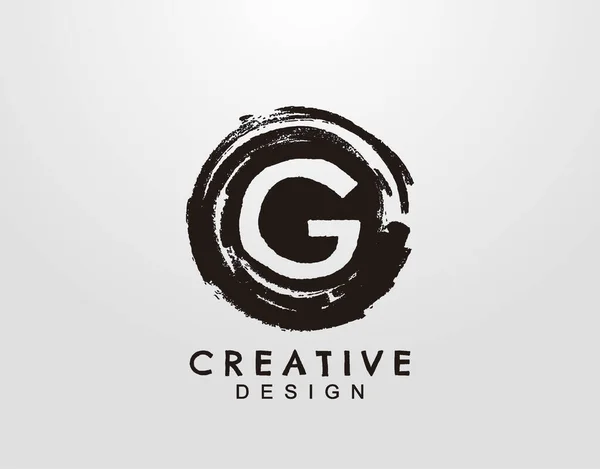 Písmeno Logo Kruhovým Prvkem Grunge Splatter Šablona Designu Loga Retro — Stockový vektor