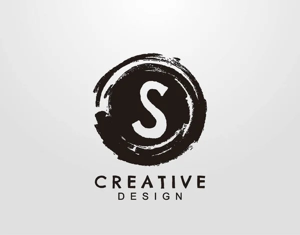 Letter Logo Met Circle Grunge Splatter Element Model Voor Het — Stockvector