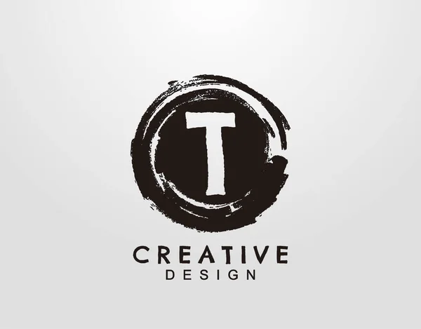 Lettera Logo Con Cerchio Grunge Splatter Element Modello Design Logo — Vettoriale Stock