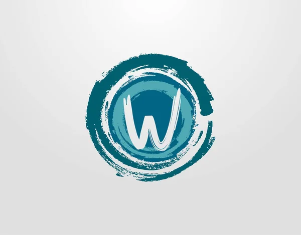 Lettera Logo Con Cerchio Blu Splatter Element Modello Design Logo — Vettoriale Stock