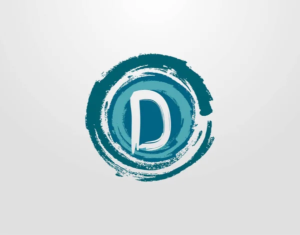 Daire Mavi Sıçrama Elementli Harfi Logosu Mavi Dalga Retro Logo — Stok Vektör