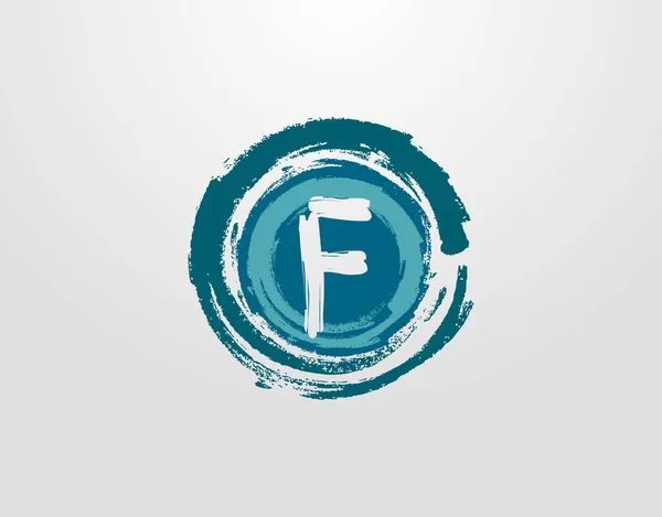 Fletter Logo Circle Blue Splatter Element 약자이다 웨이브 디자인 템플릿 — 스톡 벡터