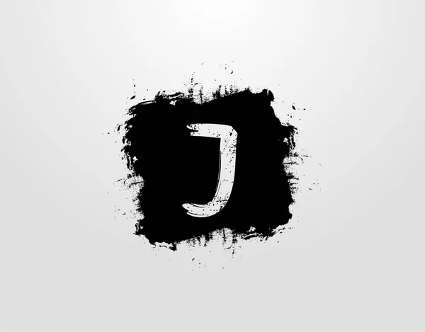 Lettre Logo Avec Black Square Splatter Element Modèle Conception Logo — Image vectorielle