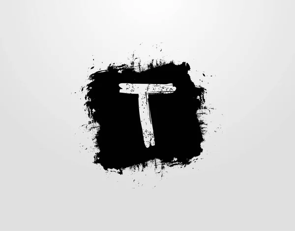 Λογότυπο Γραμμάτων Μαύρο Τετράγωνο Στοιχείο Πιτσιλίσματος Πρότυπο Σχεδίασης Λογότυπου Grunge — Διανυσματικό Αρχείο