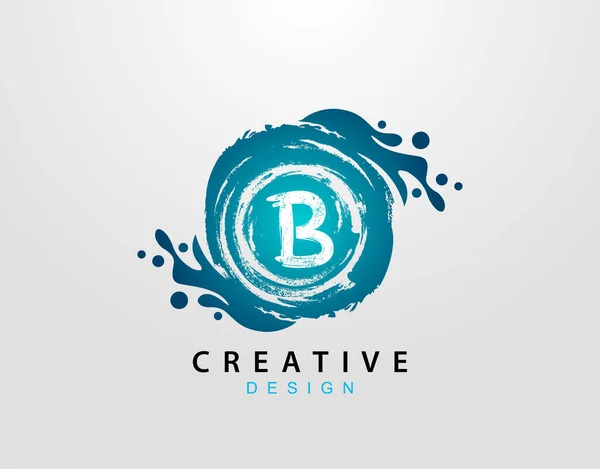 Logo Avec Élément Splash Bleu Modèle Logo Blue Wave — Image vectorielle