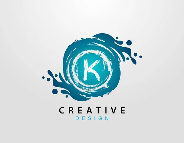 Logo Con Elemento Blue Splash Modello Design Logo Blue Wave — Vettoriale Stock