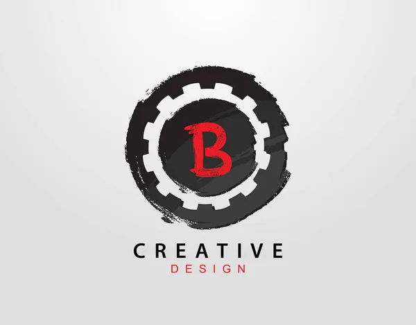 Letter Logo Mit Gear Und Circle Grunge Element Retro Gear — Stockvektor