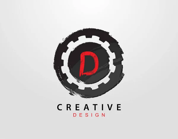 Letter Logo Met Tandwiel Circle Grunge Element Retro Gear Logo — Stockvector