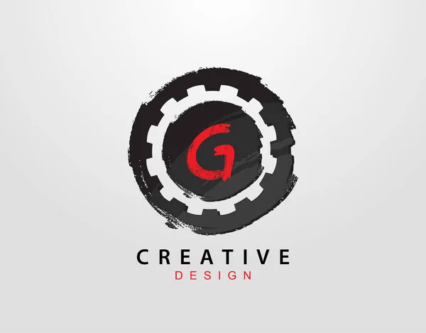 Logo Lettre Avec Engrenage Cercle Élément Grunge Modèle Conception Logo — Image vectorielle