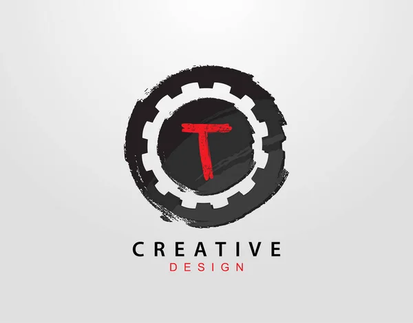 Логотип Letter Шестеренкой Элементом Circle Grunge Шаблон Логотипа Retro Gear — стоковый вектор