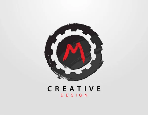 Логотип Letter Елементом Gear Circle Grunge Шаблон Дизайну Логотипу Retro — стоковий вектор