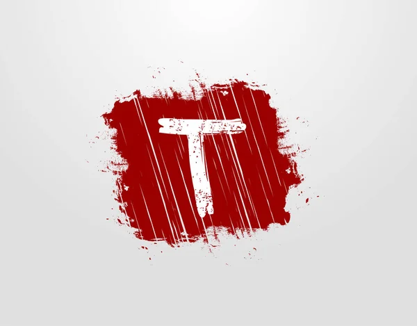 Logo Lettre Dans Élément Grunge Carré Rouge Modèle Conception Logo — Image vectorielle