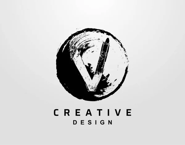 Lettera Logo Con Elemento Grunge Circle Modello Design Del Logo — Vettoriale Stock