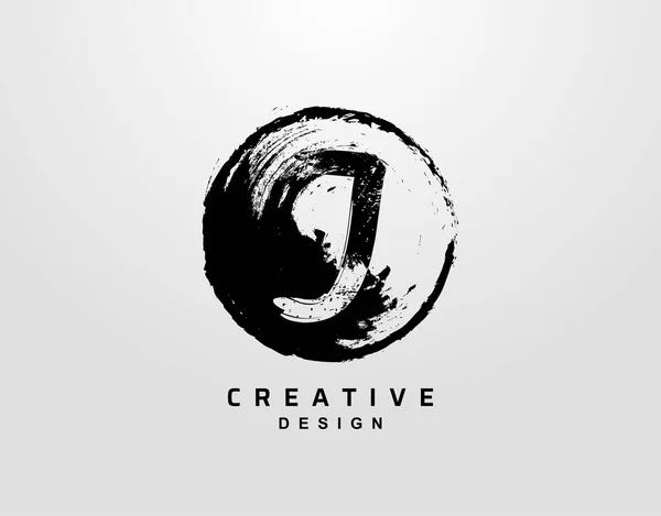 Lettre Logo Avec Cercle Grunge Element Modèle Conception Logo Splatter — Image vectorielle