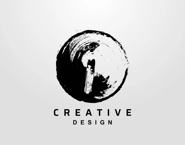 Letter Logo Circle Grunge Element レトロサークルスプラッタロゴデザインテンプレート — ストックベクタ