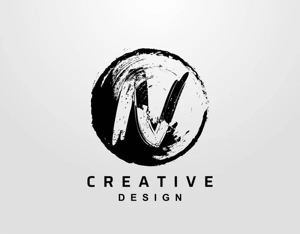 Lettre Logo Avec Cercle Grunge Element Modèle Conception Logo Splatter — Image vectorielle