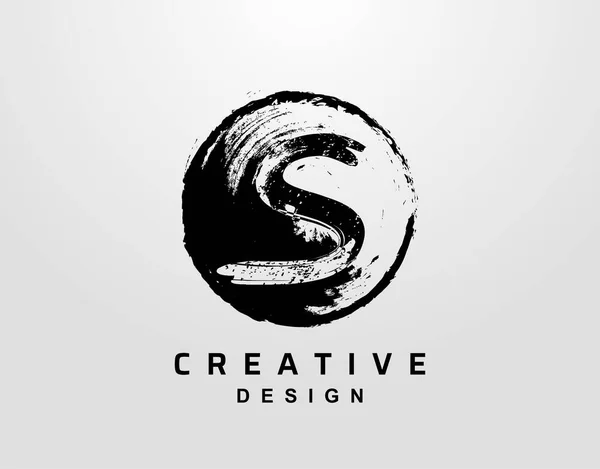 Lettre Logo Avec Cercle Grunge Element Modèle Conception Logo Splatter — Image vectorielle