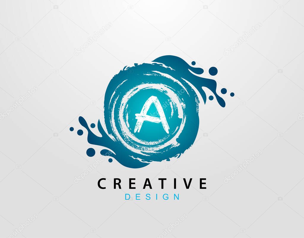 A Logo With Blue Splash Element. Blue Wave logo design template.