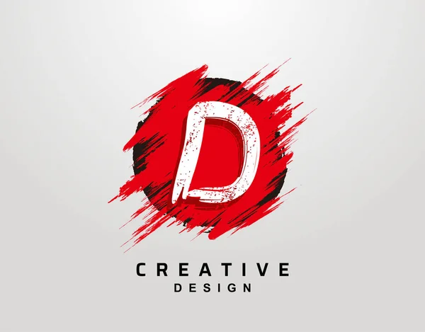 Logo Literowe Kole Element Grunge Red Grunge Ink Splash Projekt — Wektor stockowy