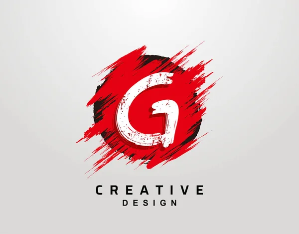 Písmeno Logo Kružnici Grunge Prvek Postříkání Red Grunge Ink Splash — Stockový vektor