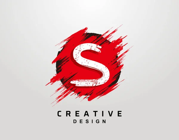 Logo Literowe Kole Element Grunge Splatter Red Grunge Ink Splash — Wektor stockowy