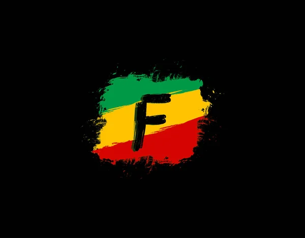 Логотип Буквы Квадратной Гранж Форме Брызгами Раста Цвета Буква Reggae — стоковый вектор