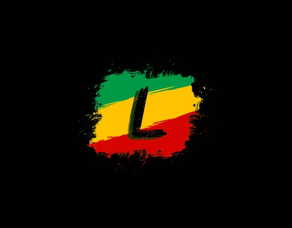 Letter Logo Square Grunge Shape Splter Rasta Color Letter Reggae — стоковий вектор