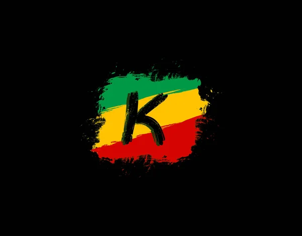 Логотип Літери Квадратній Гранжевій Формі Плагіном Кольором Rasta Літера Reggae — стоковий вектор