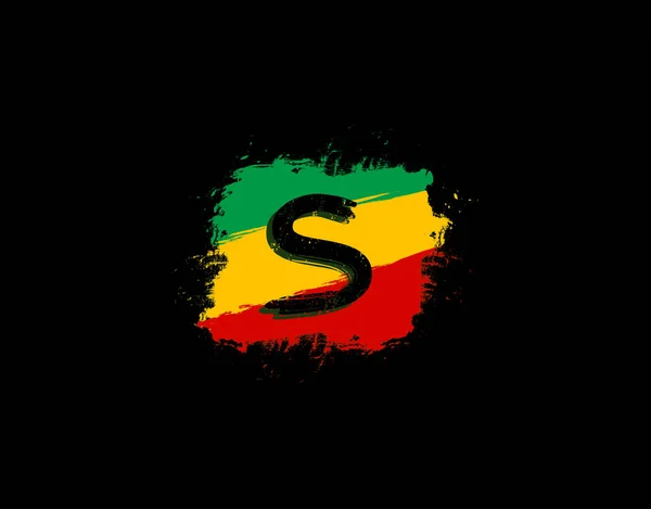Lettera Logo Forma Quadrata Grunge Con Spruzzi Colore Rasta Lettera — Vettoriale Stock
