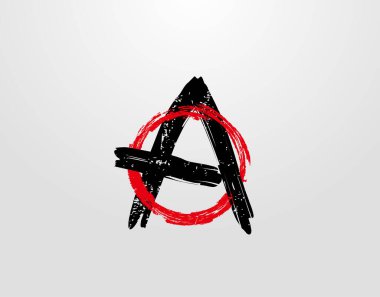  Kırmızı daire Grunge sıçrama elementi olan bir harf logosu. Retro logo tasarım şablonu.
