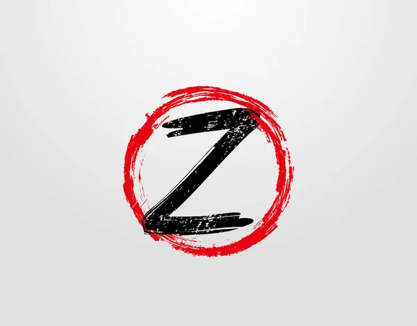 Brev Logo Med Röda Cirkeln Grunge Splatter Element Mall För — Stock vektor