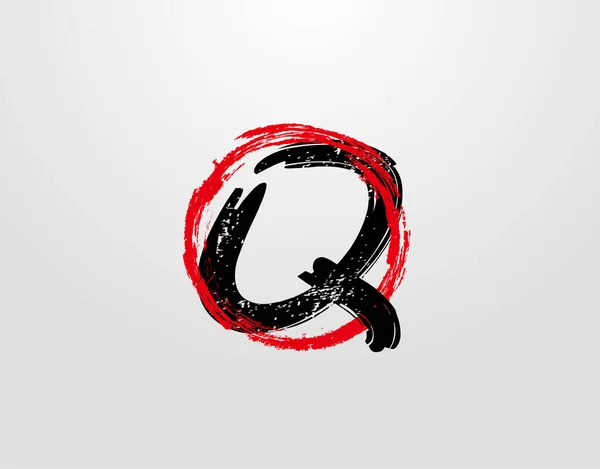Letter Logo Met Red Circle Grunge Splatter Element Retro Logo — Stockvector