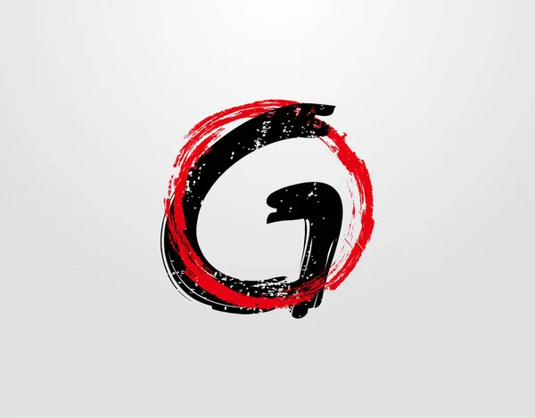 Letter Logo Red Circle Grunge Splatter Element Retro Logo Design — Stock Vector