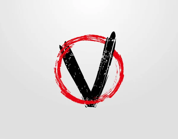 Vletter Logo Red Circle Grunge Splatter Element 약자이다 레트로 디자인 — 스톡 벡터