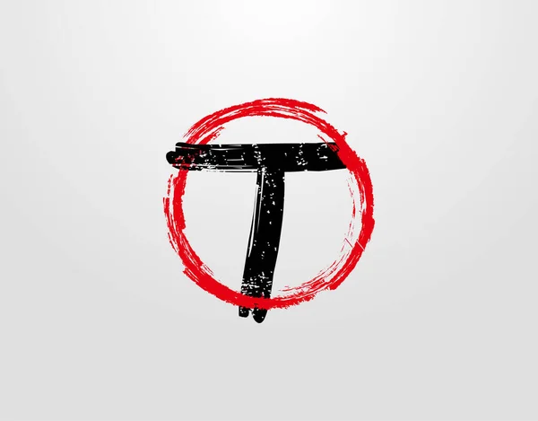 Letter Logo Red Circle Grunge Splatter Element 레트로 디자인 템플릿 — 스톡 벡터