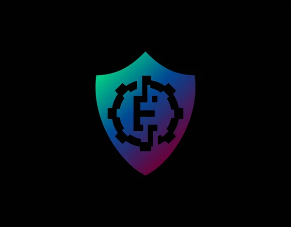 Абстрактний Логотип Електронної Літери Формою Передач Сучасним Дизайном Щита Технологія — стоковий вектор