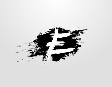 E harfi logosu Kara Çamur Sıçratma elementi. Retro Rusty logo tasarım şablonu.