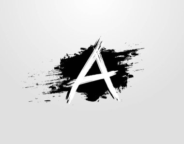Siyah Grunge sıçrama elementinde bir harf logosu. Retro Rusty logo tasarım şablonu.