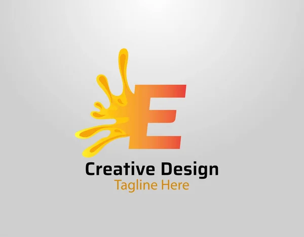 Letter Splash Logo Icon Initial Orange Splash Drops Design — Stock Vector