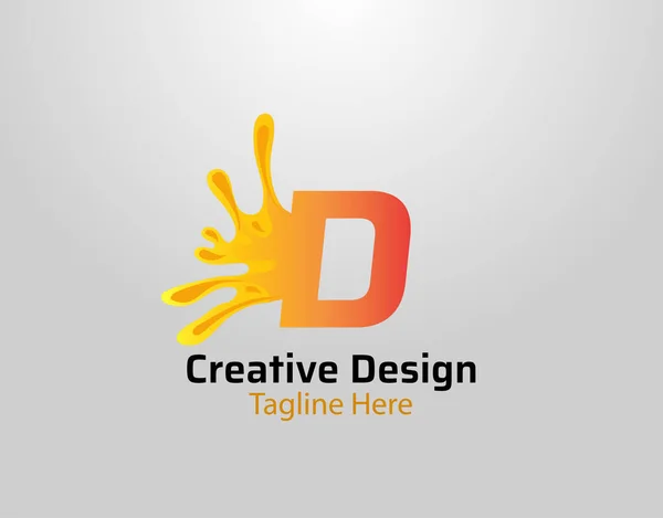 Letra Splash Logo Icono Inicial Con Salpicadura Naranja Gotas Diseño — Vector de stock