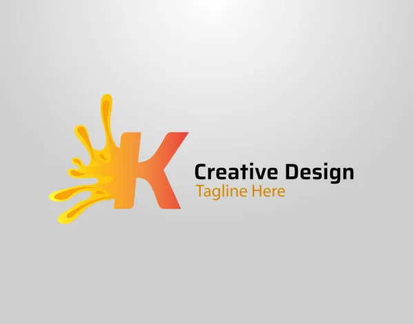 Lettre Splash Logo Icône Initiale Avec Éclaboussure Orange Gouttes Design — Image vectorielle