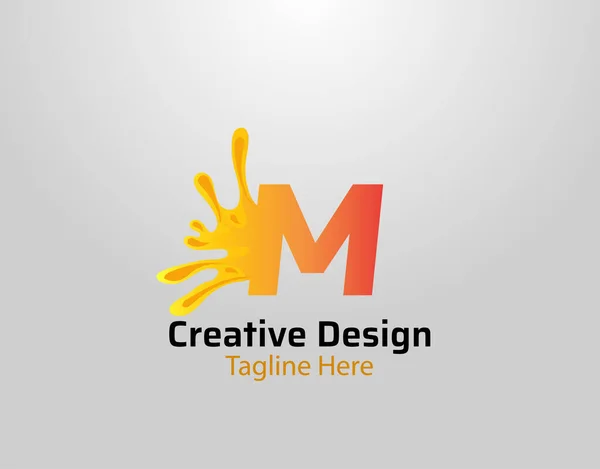 Carta Splash Logo Ícone Inicial Com Respingo Gotas Laranja Design — Vetor de Stock