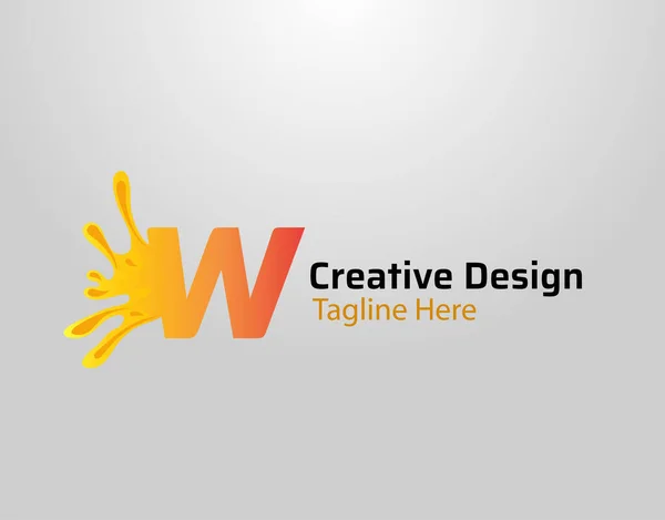 Brief Splash Logo Icon Initiële Met Oranje Splash Druppels Design — Stockvector
